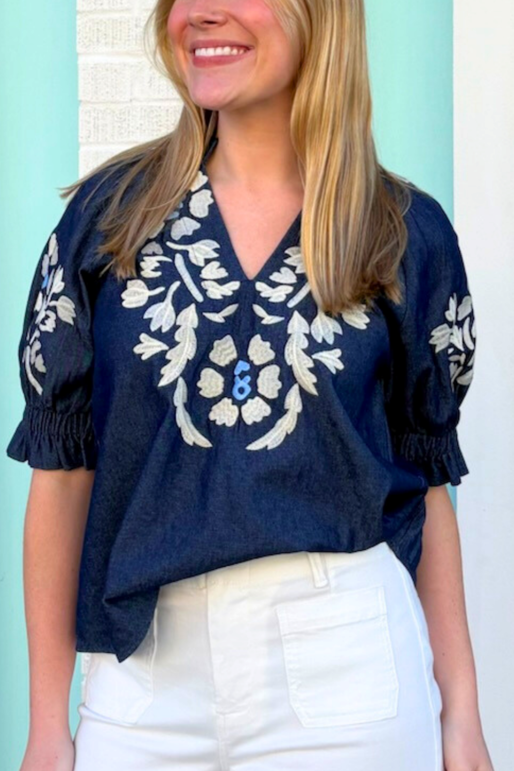 Bluebell Embroidered Top