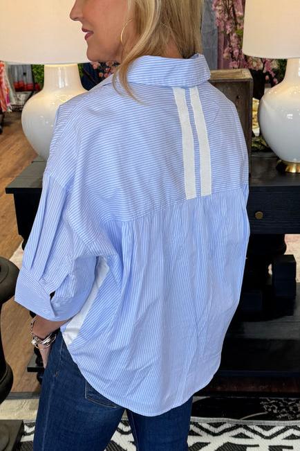 Light Blue Top with Embroidered Puppy