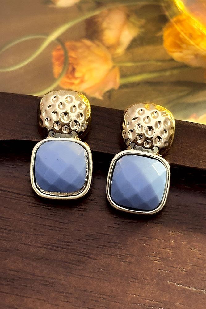 Blue Geometric Stud Earrings