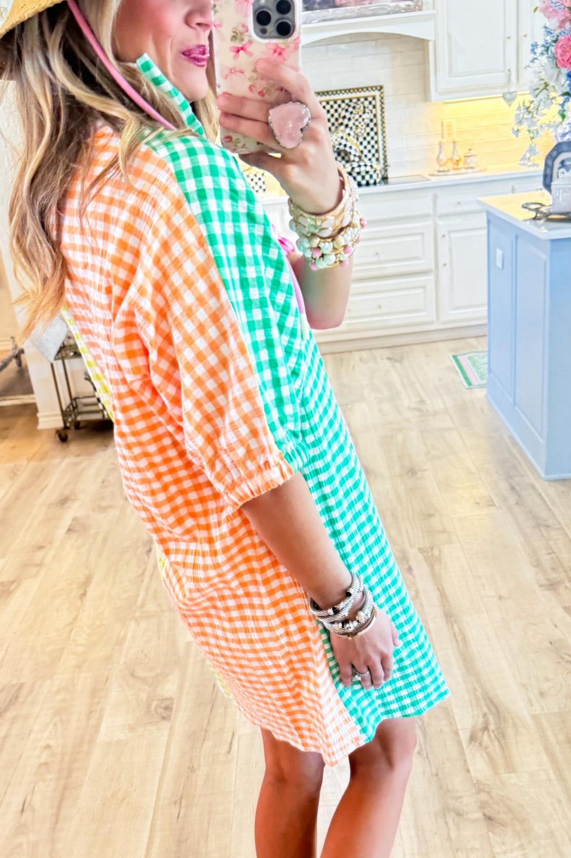 Multi Gingham Mini Dress