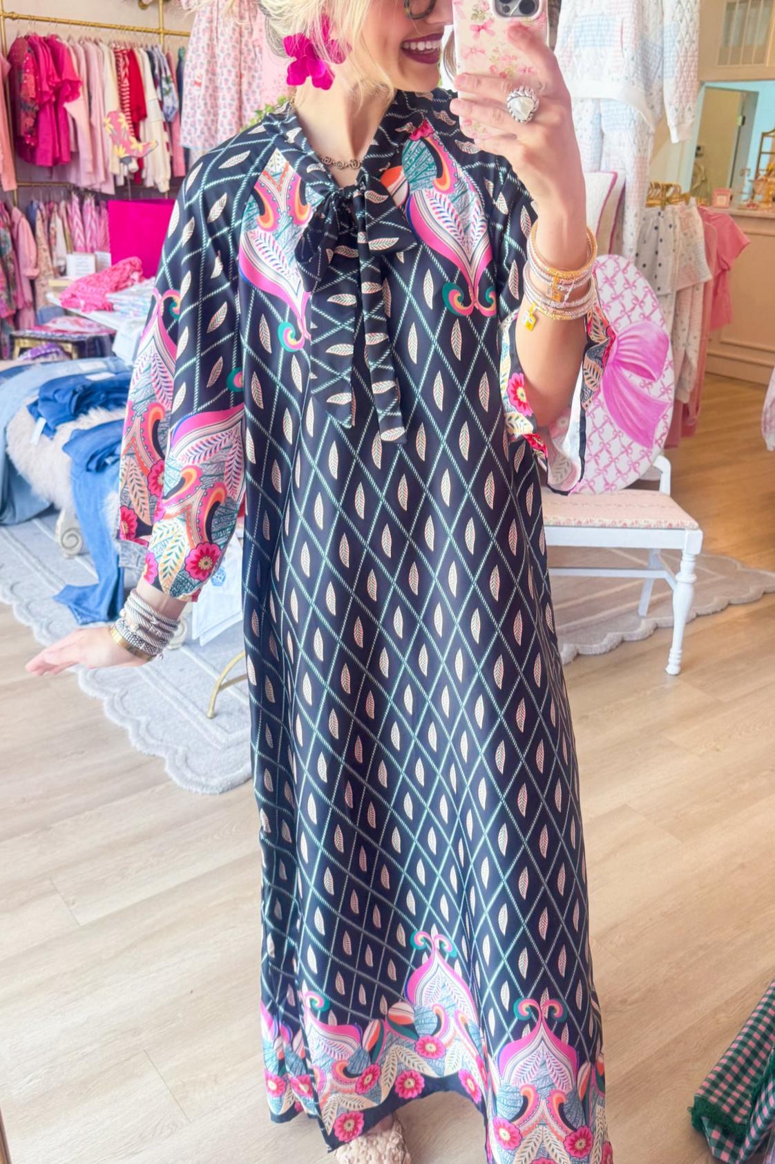 Leaf Print Lounge Maxi Dress