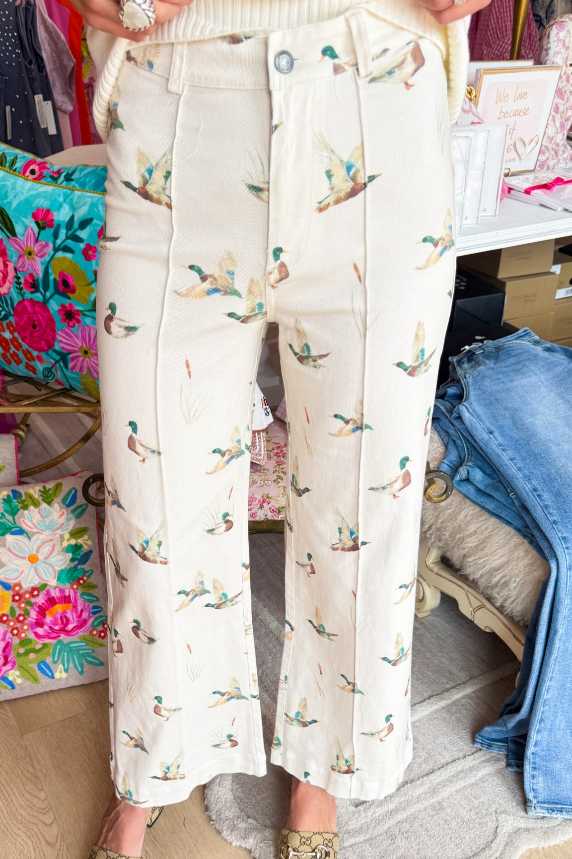Mallard Duck Wide Leg Jeans