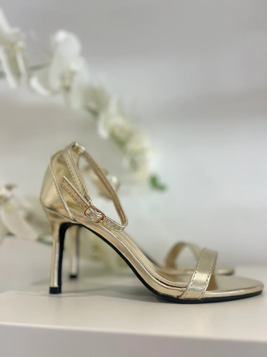 Faux Leather Single Strap Mid Hight Stiletto Shoes