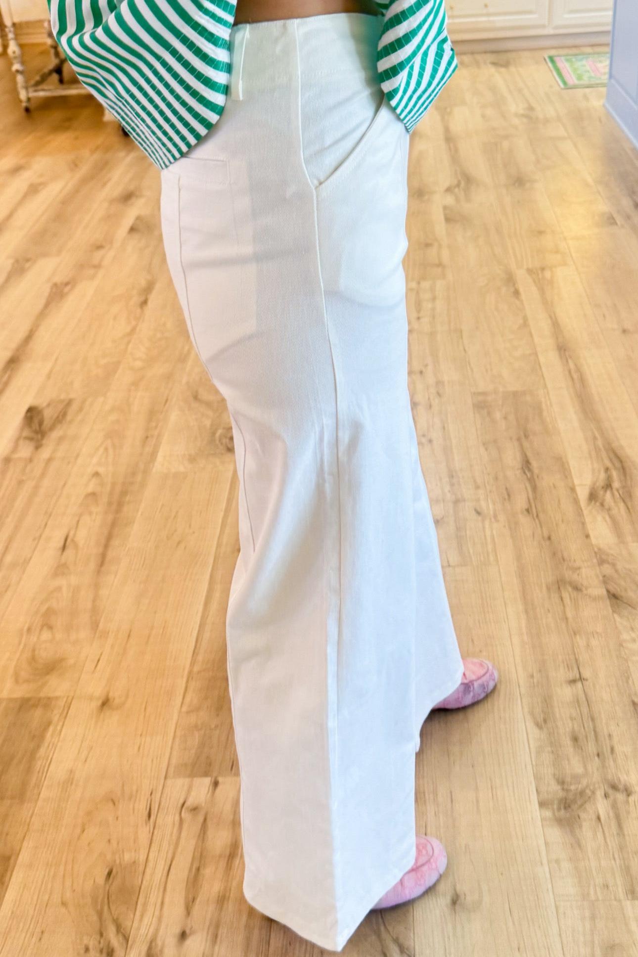 White High Rise Wide Leg Pants