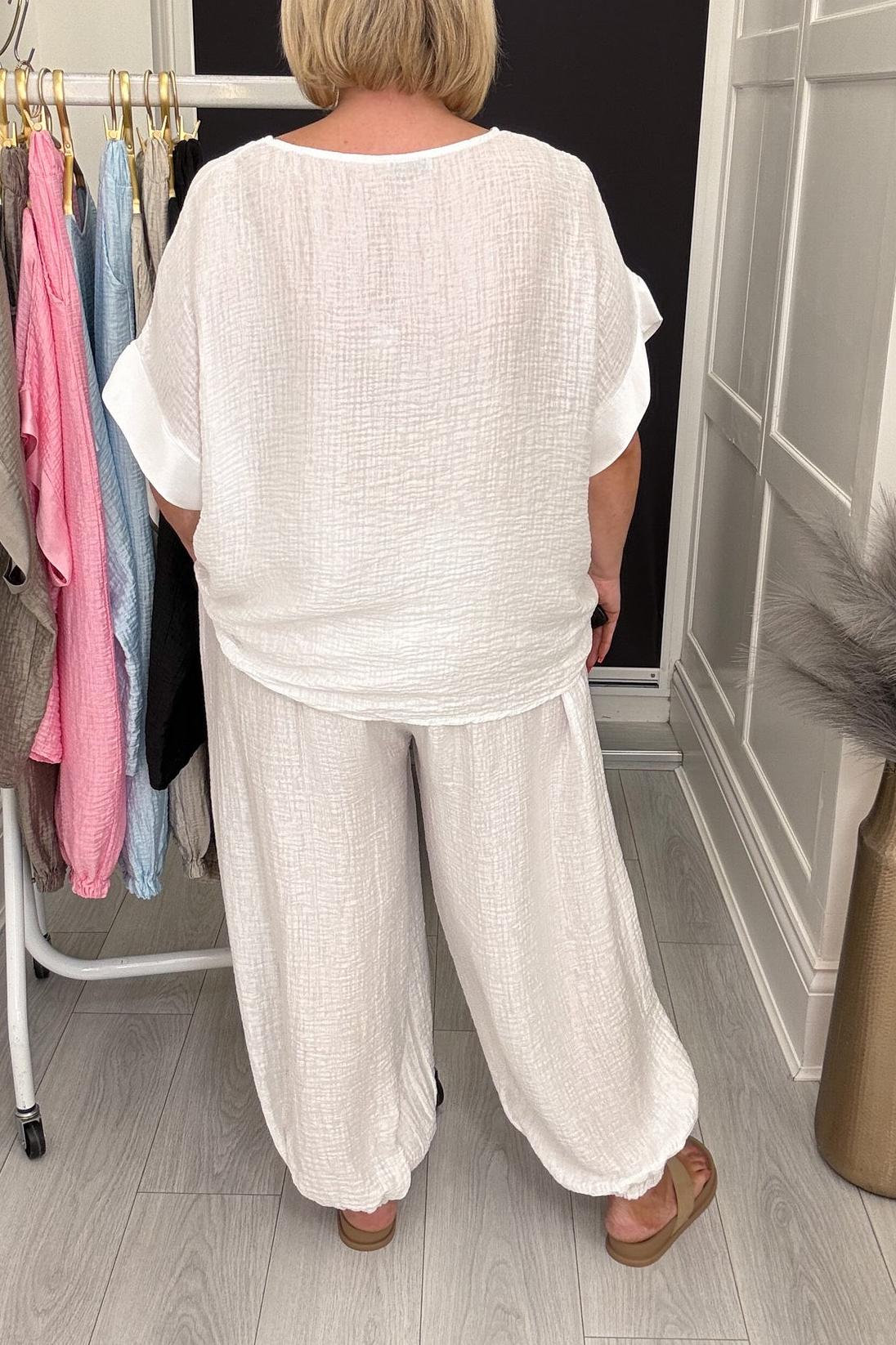 Satin Trim Top & Balloon Trousers Co-ord Set