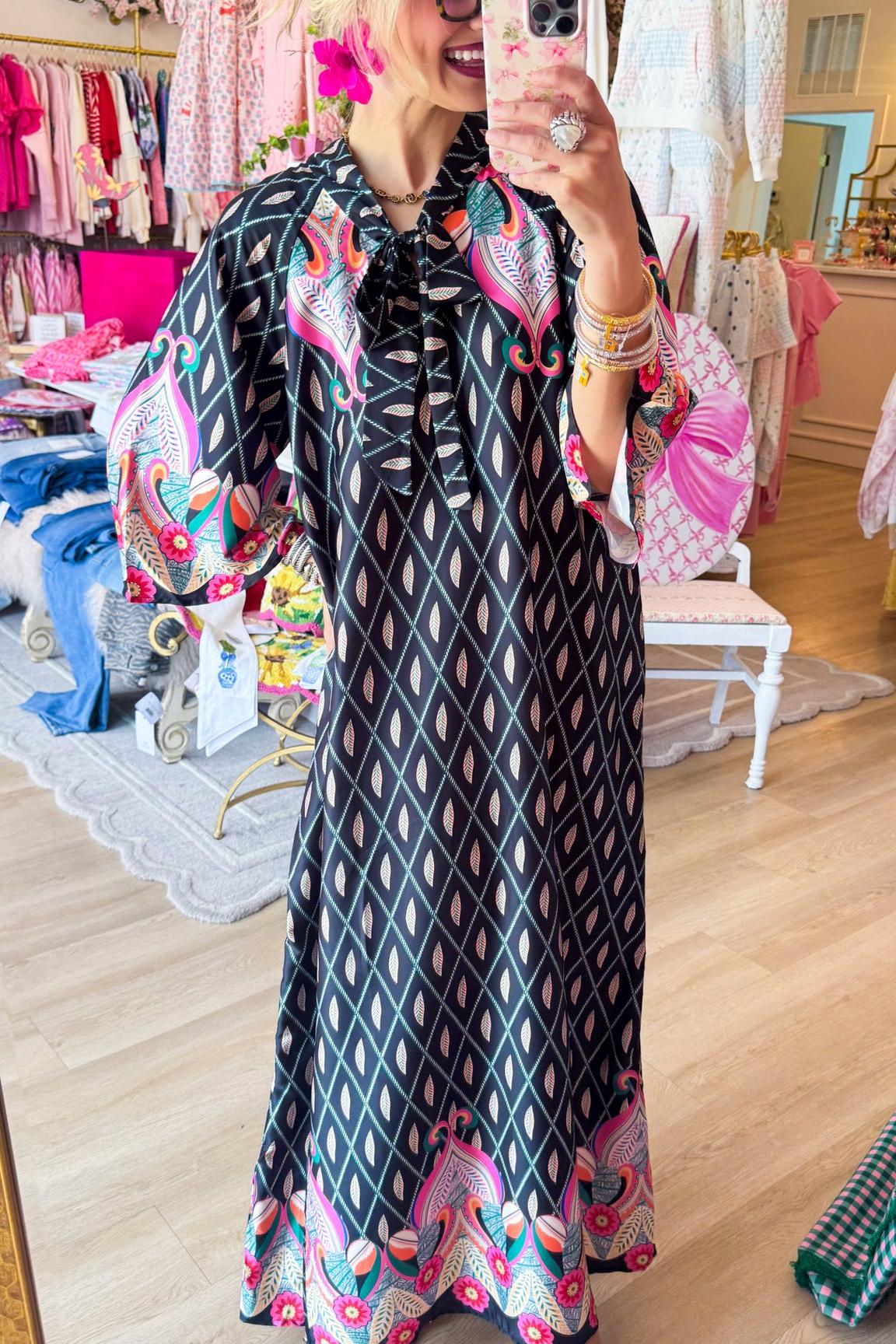 Leaf Print Lounge Maxi Dress