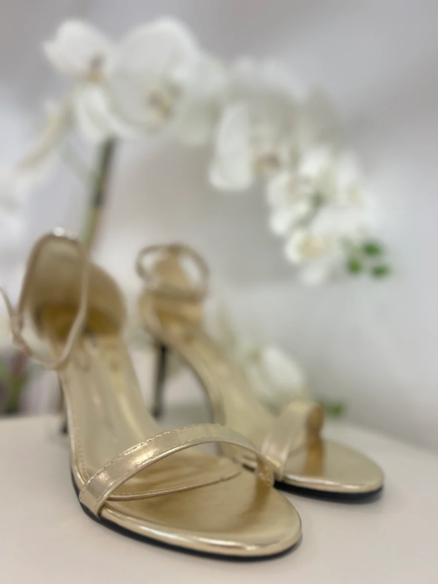 Faux Leather Single Strap Mid Hight Stiletto Shoes