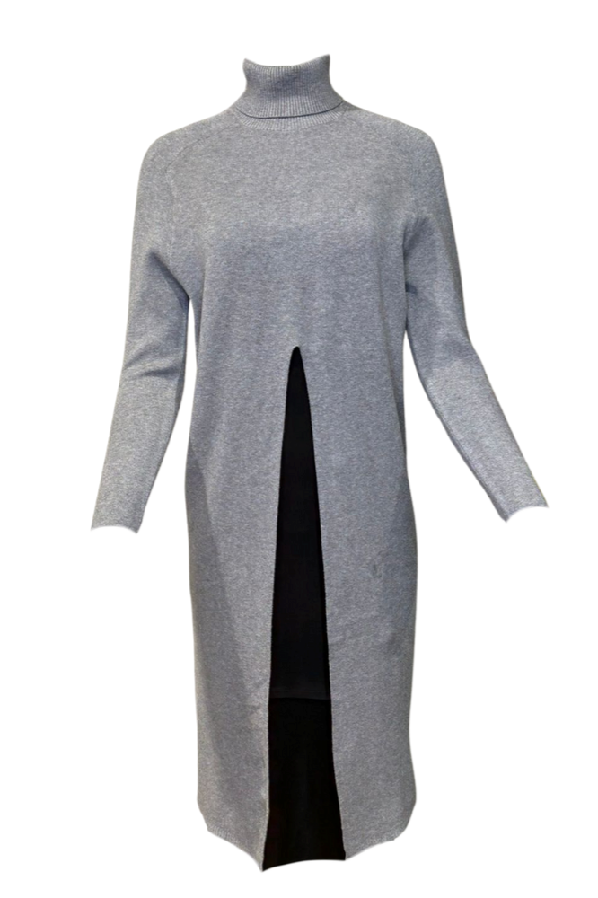  Grey High Neck Cardigan