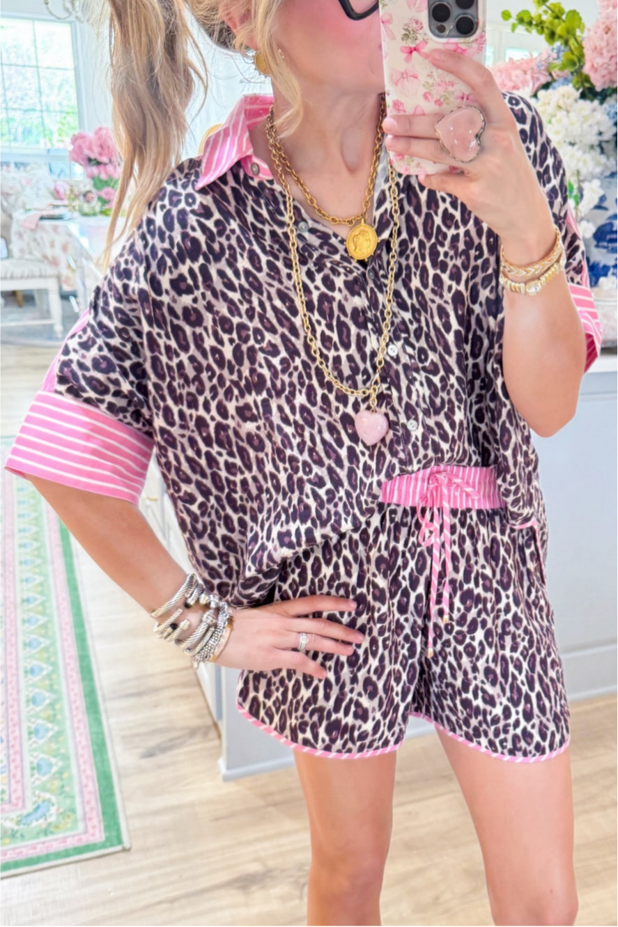 Leopard Contrast Short Set