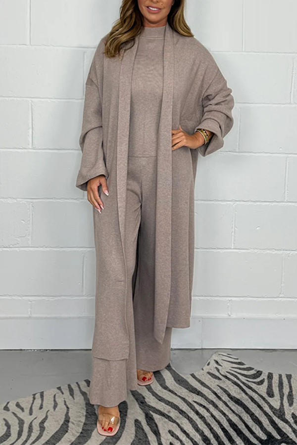 Luxury 3 Piece Cardigan Top & Trouser Co-Ord