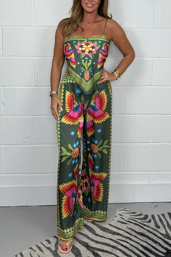 Parrot Print Scarf & Trousers Co-ord