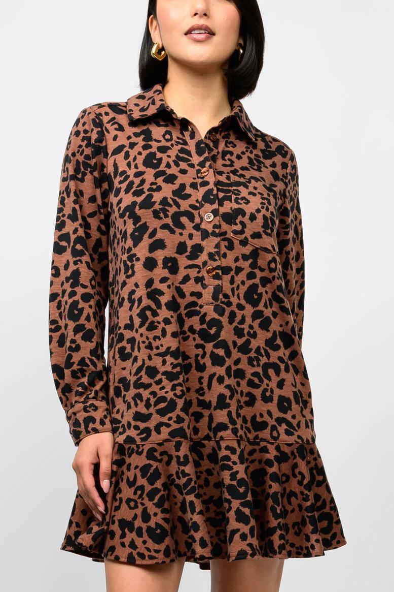Leopard Knit Shirtdress
