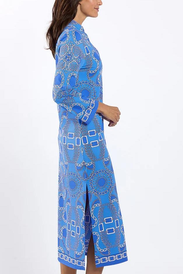 Chain print V-neck long-sleeved dress