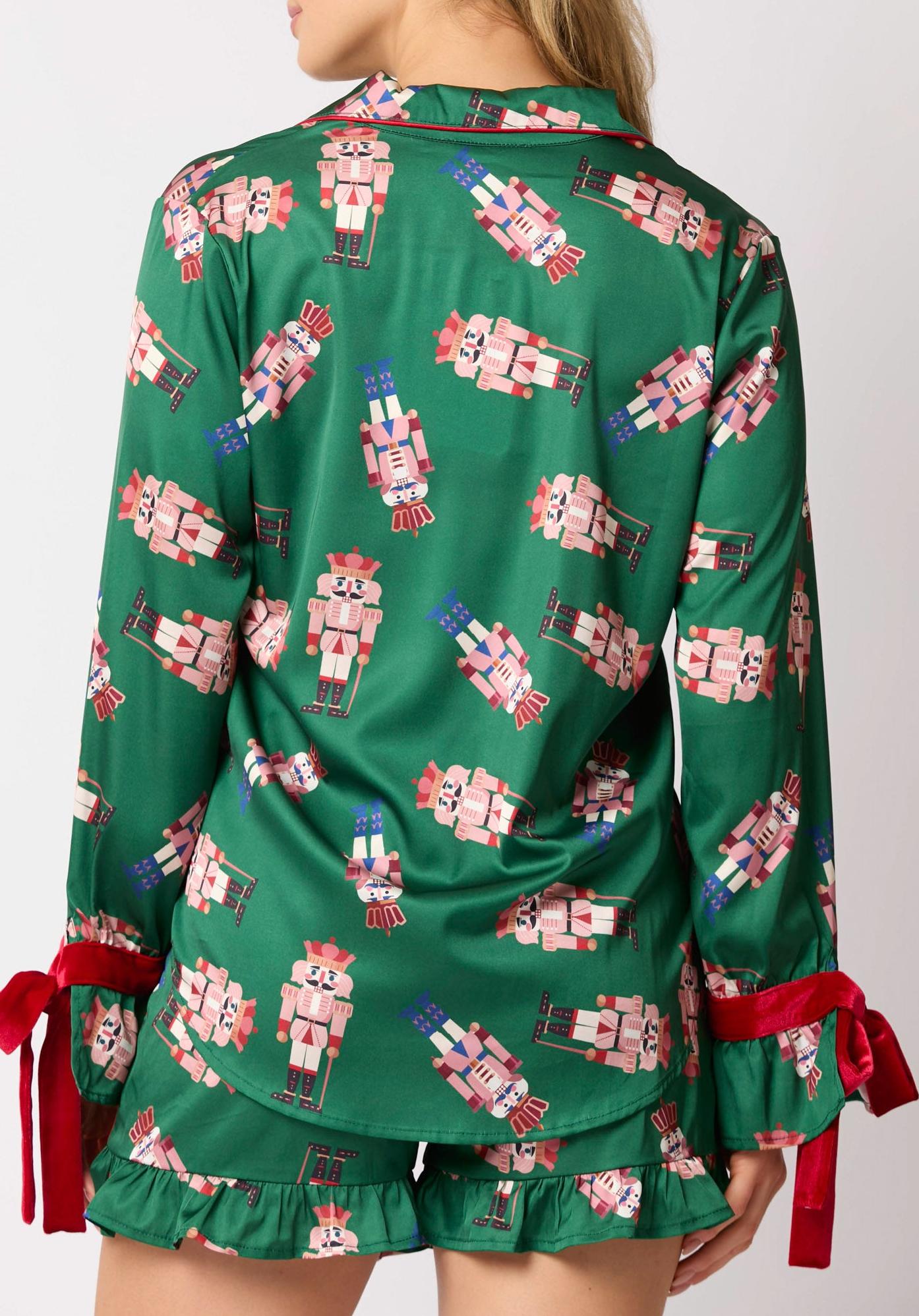 Multicolor Nutcracker Bow Pajamas