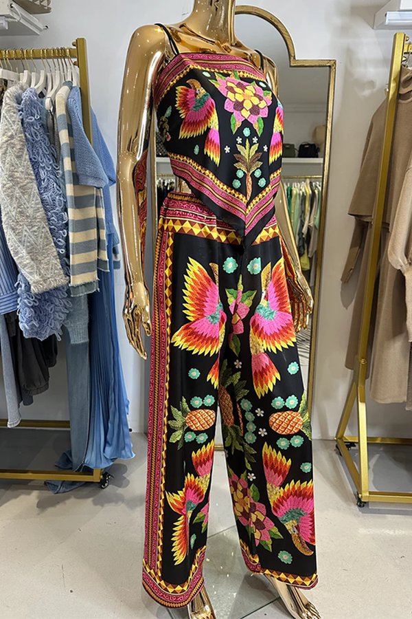 Parrot Print Scarf & Trousers Co-ord