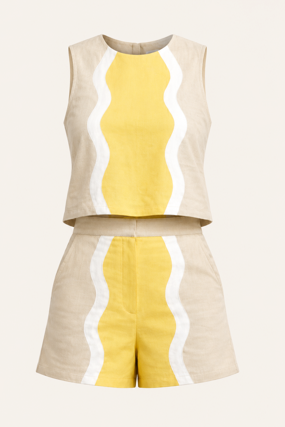 Color Block Two Piece Short Set