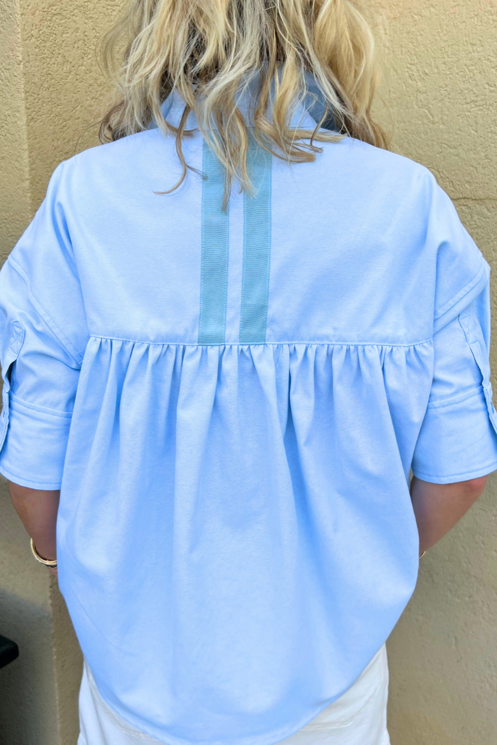 Boxy Button Up Ribbon Top