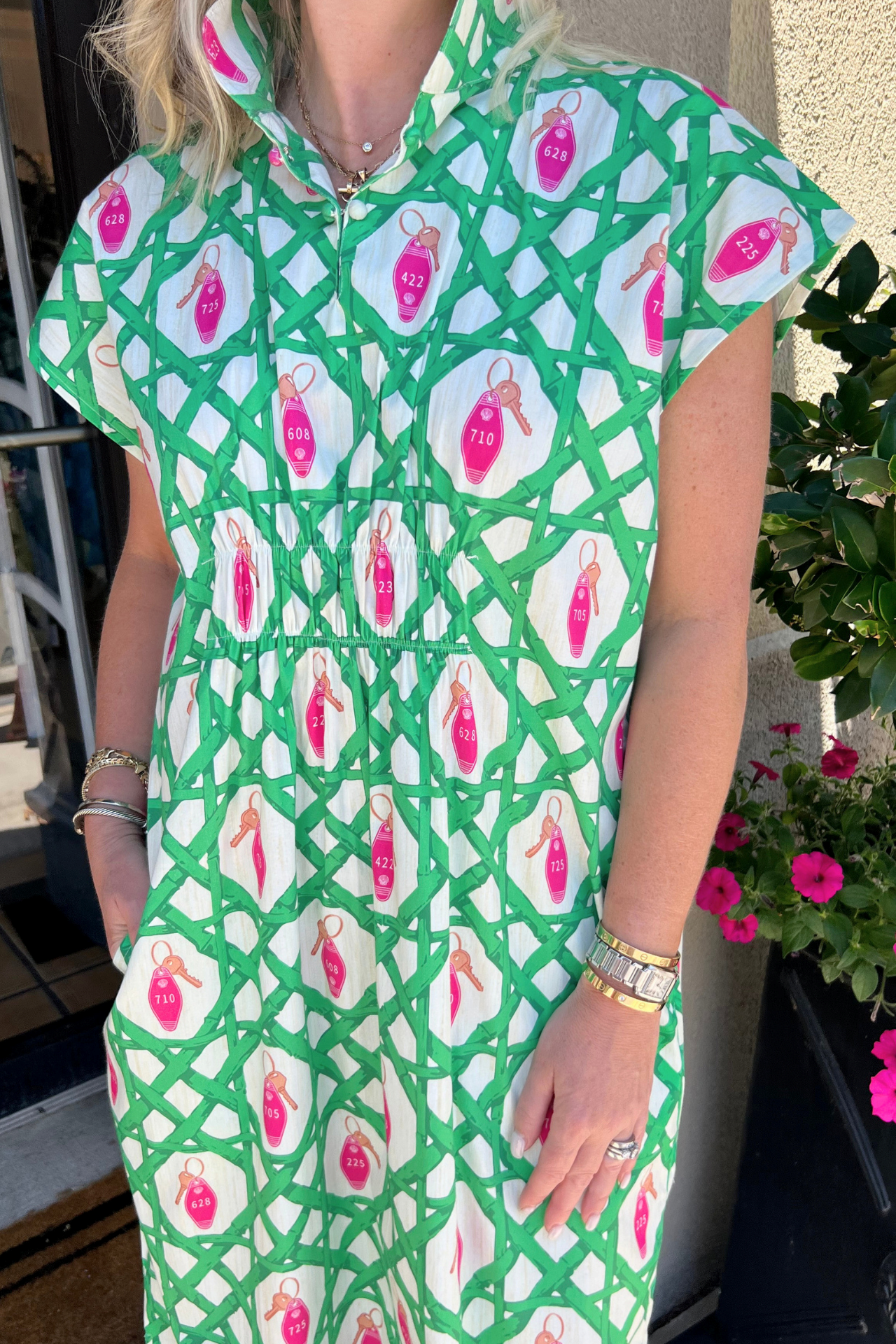 Padlock Print Caftan Dress