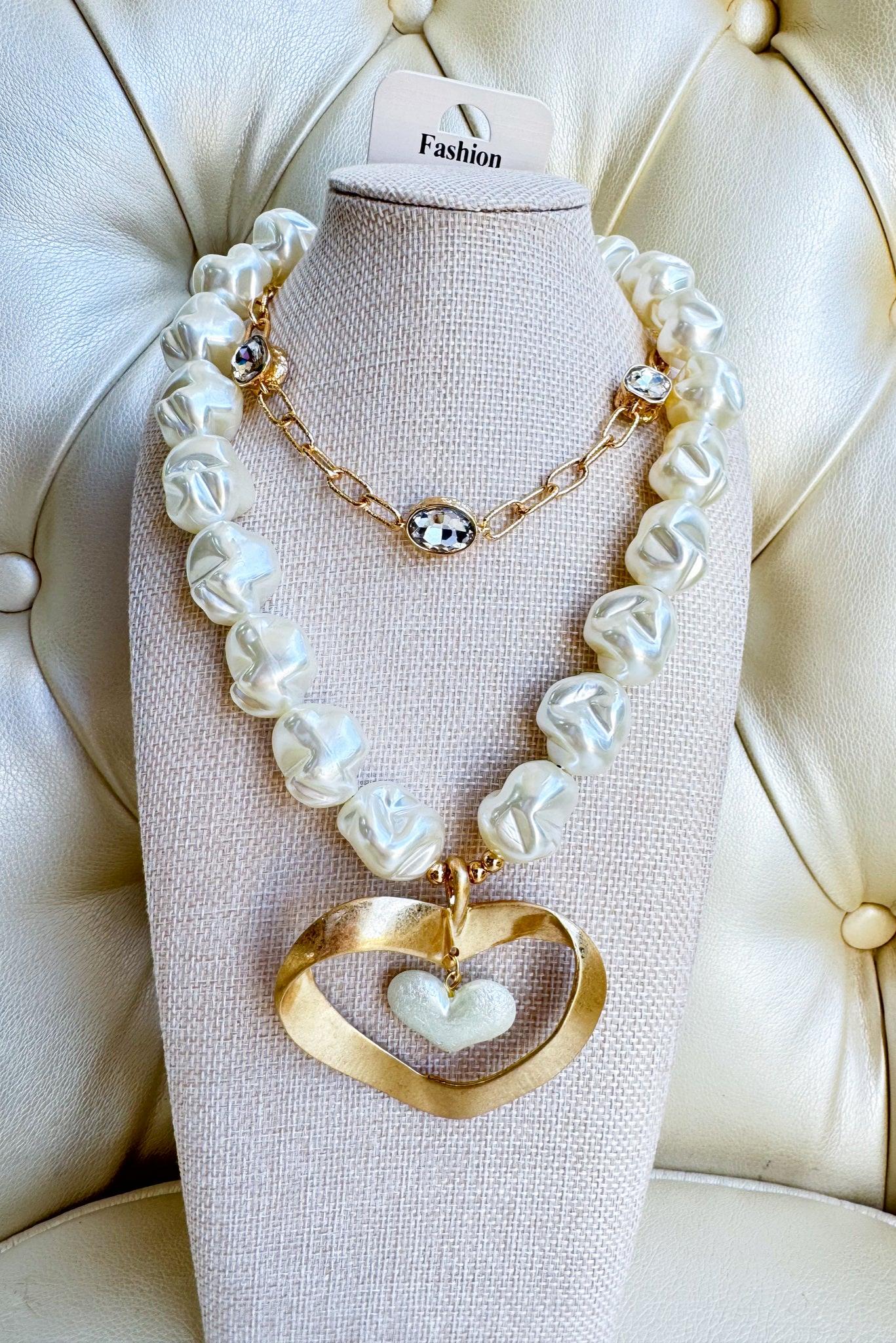 Pearl Heart Statement Necklace