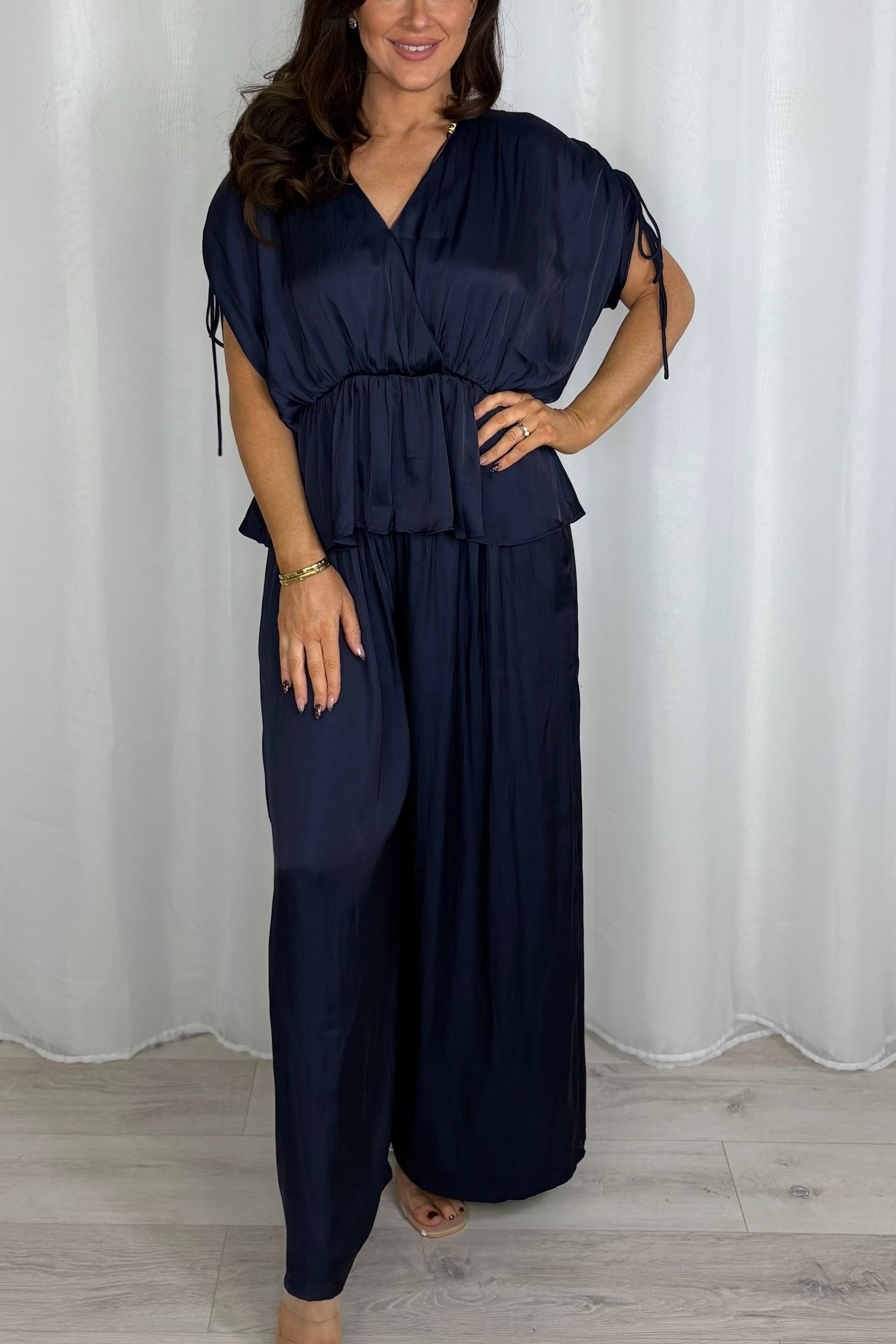 V-Neck Cinched Waist Top & Trouser Co-Ord 