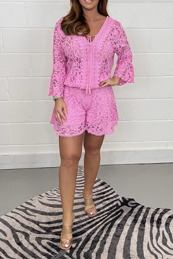 Lace Top & Shorts Co-Ord