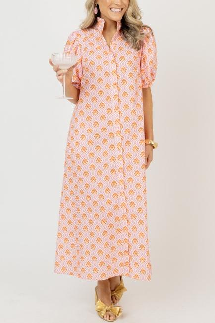 Pink/Orange Midi Dress