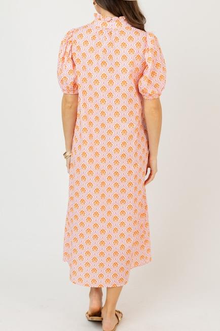Pink/Orange Midi Dress
