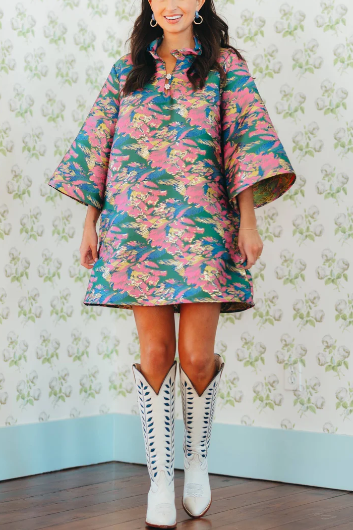 Ruffle neck luxury caftan