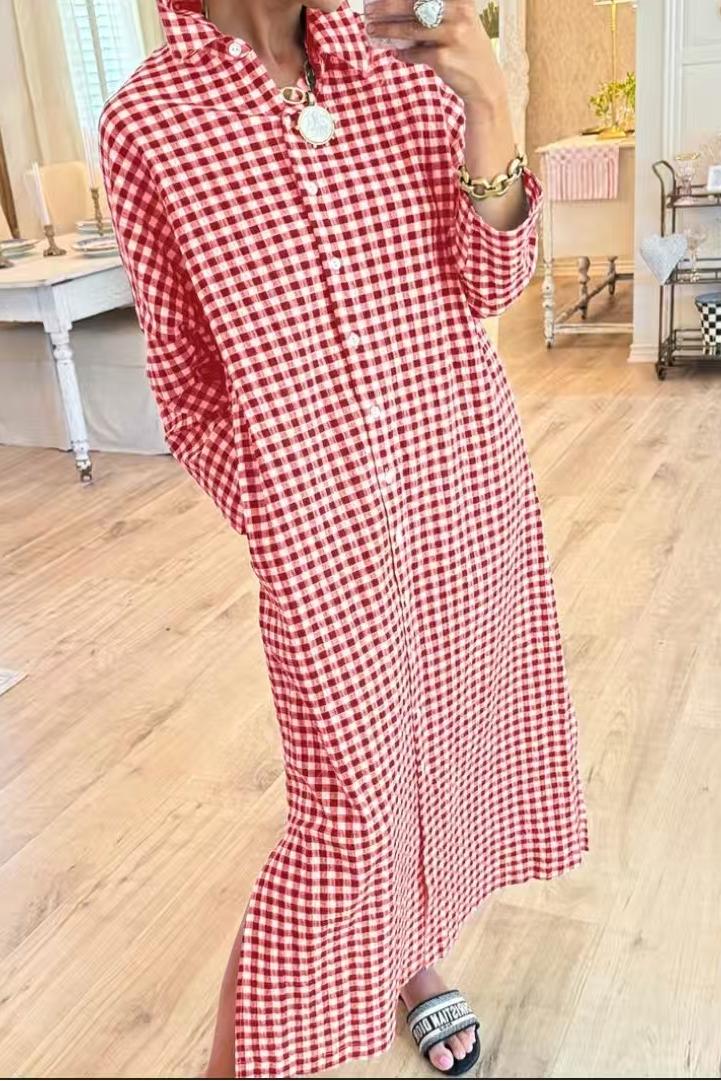 Black Seersucker Gingham Maxi Dress