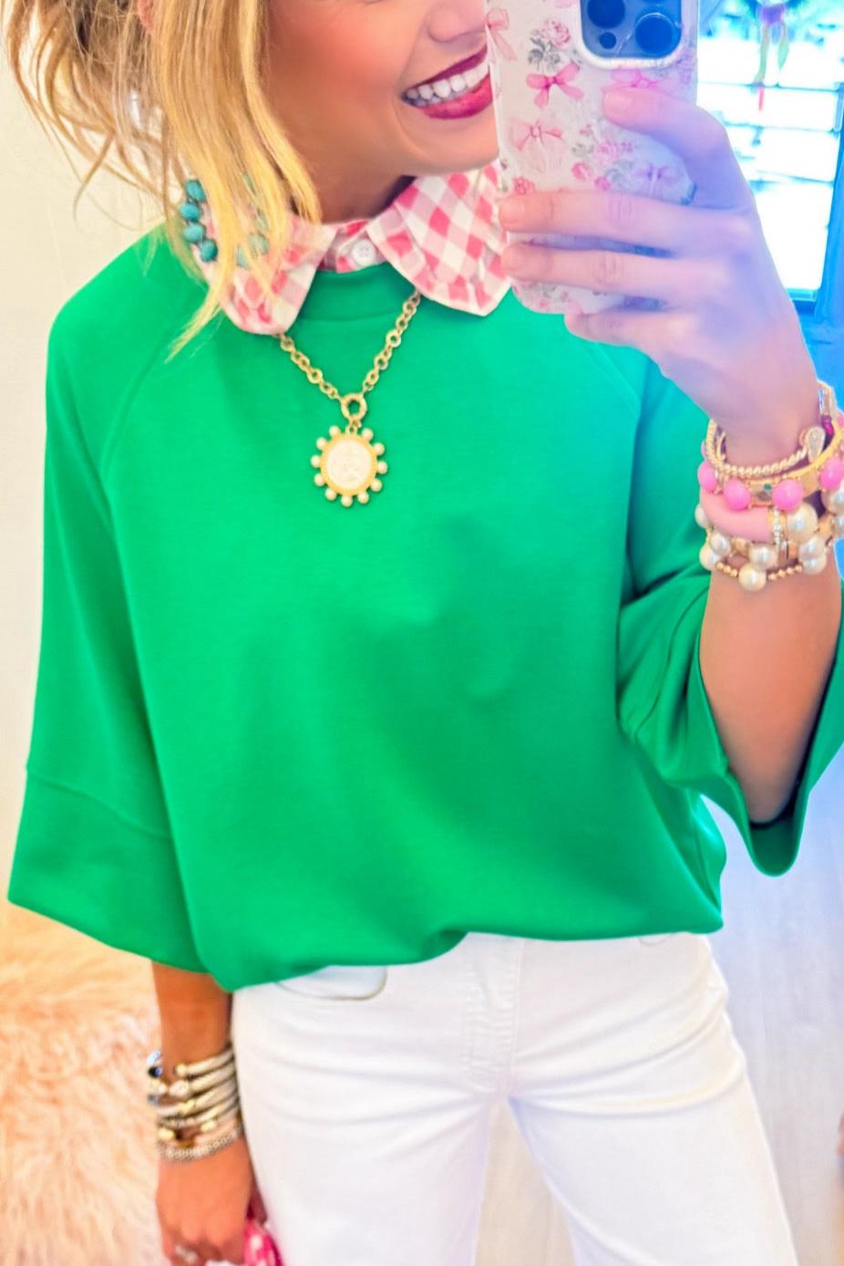Island Green 3/4 Sleeve Drop Shoulder Top