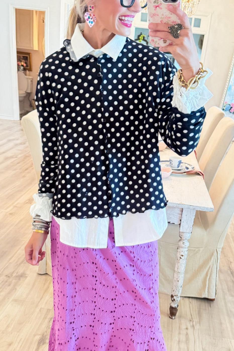 Black and Cream Polka Dot Cardi
