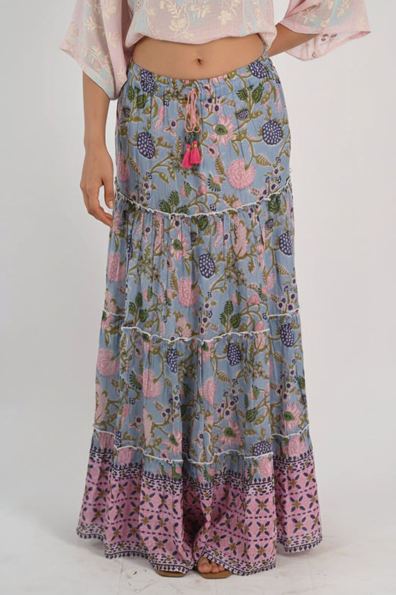 Floral Tiered Maxi Skirt
