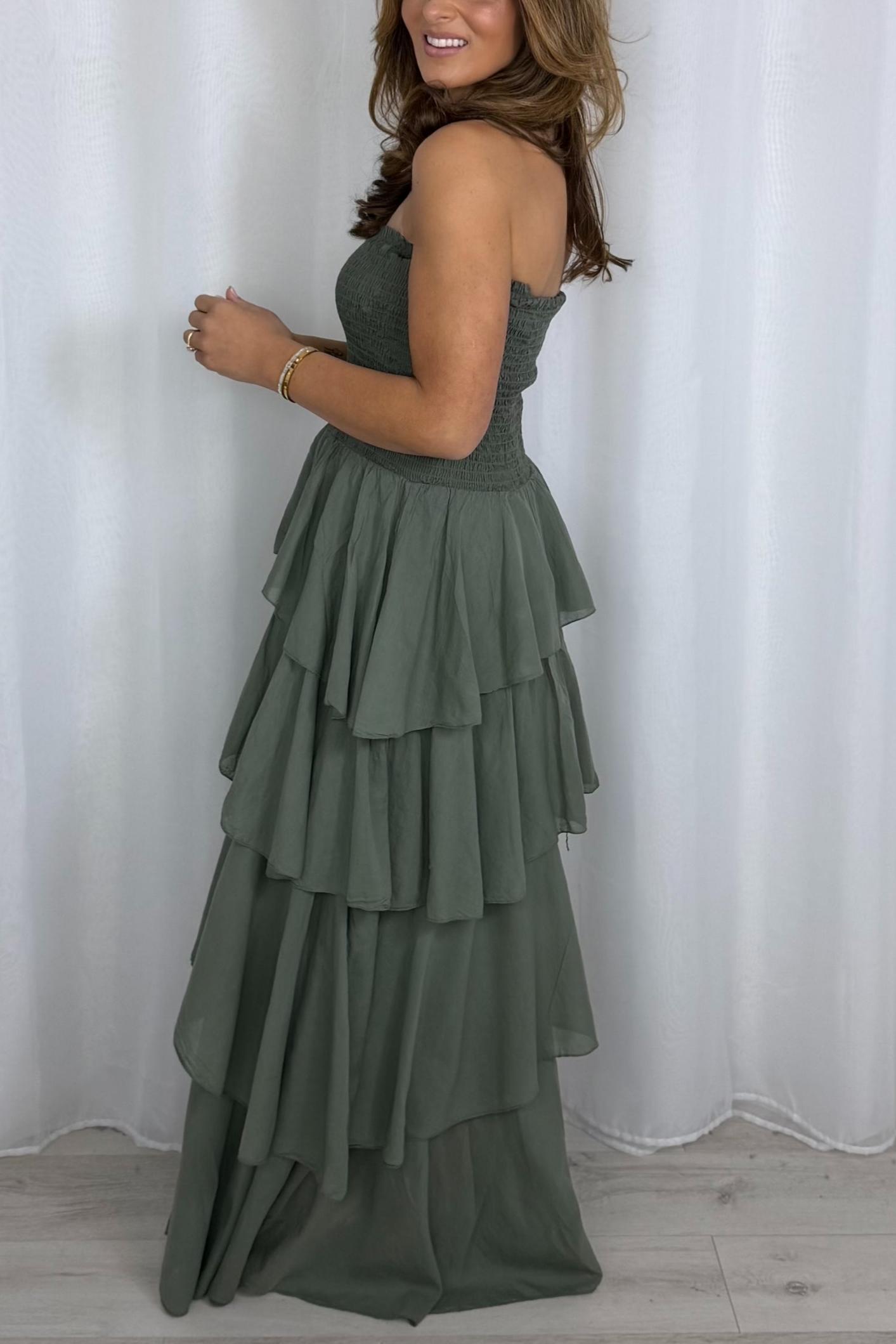 Smocked Frill Maxi Dress