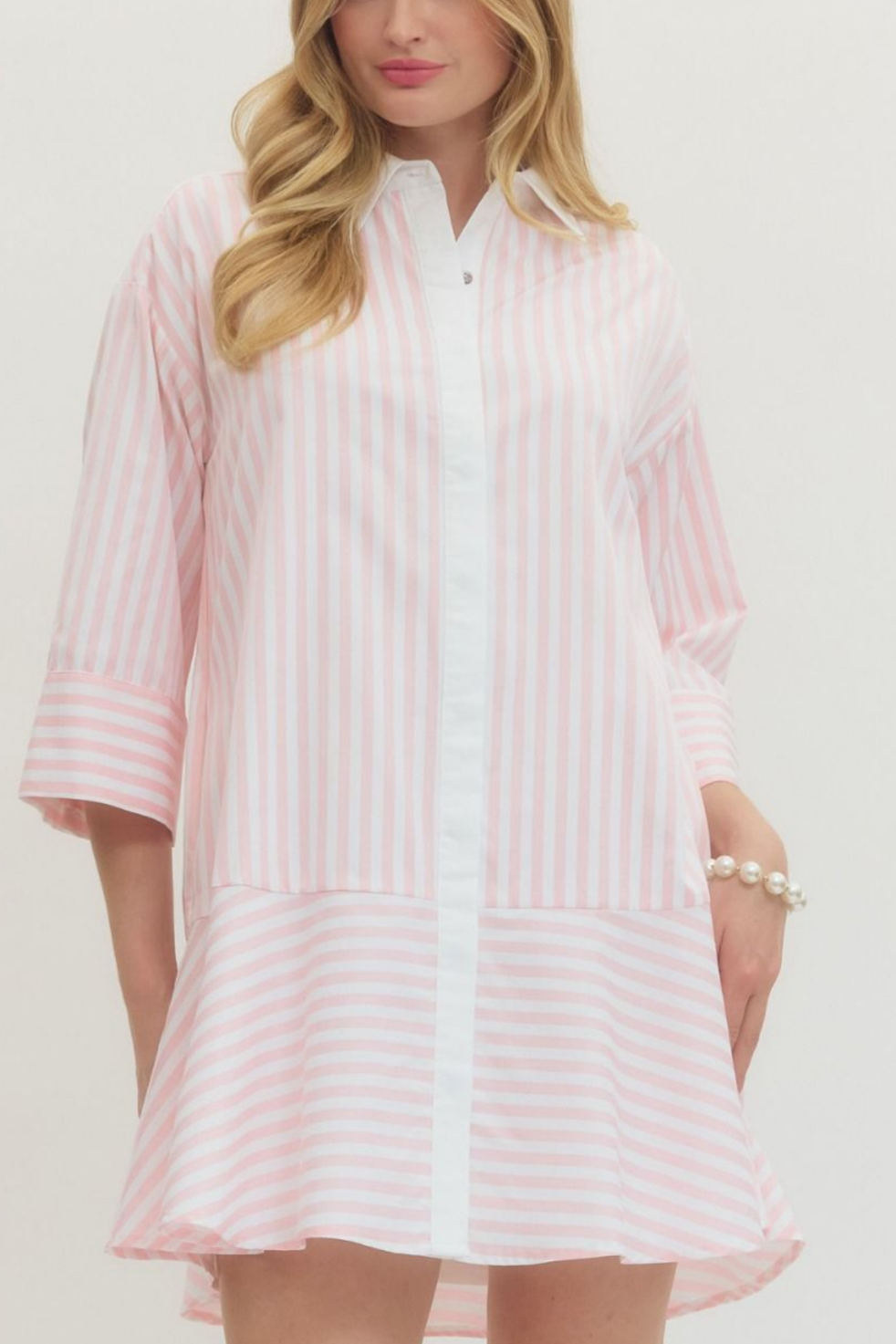 Swing Hem Stripe Shirt Dress
