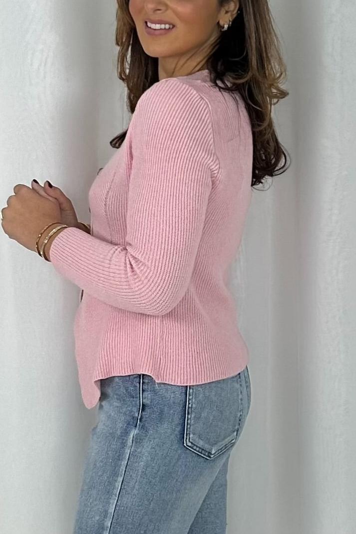 V-Neck Long Sleeve Button Up Cardigan