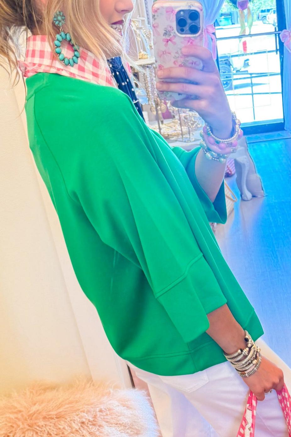 Island Green 3/4 Sleeve Drop Shoulder Top
