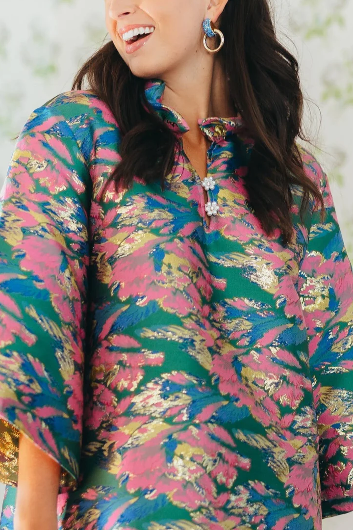 Ruffle neck luxury caftan