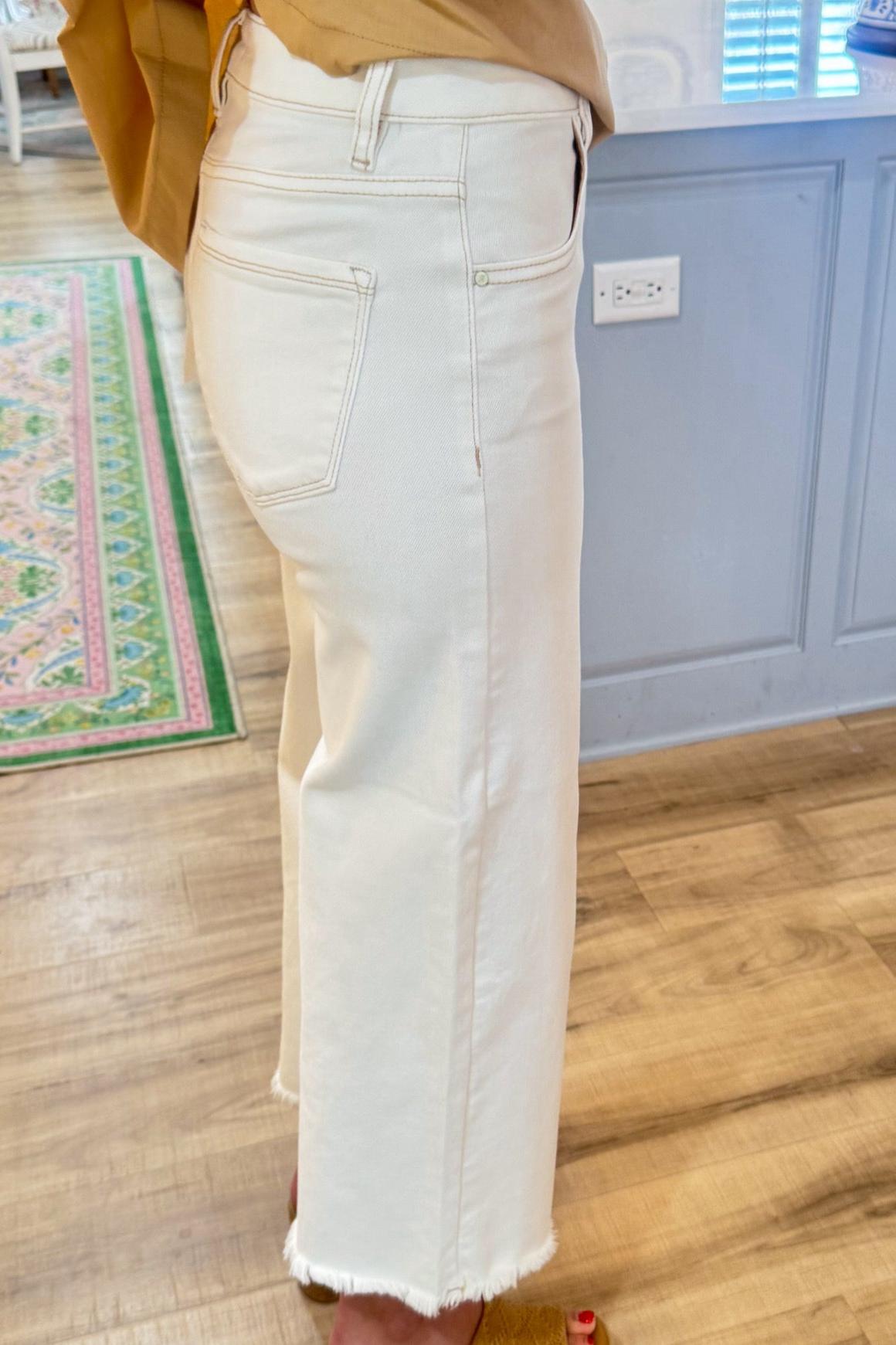  Cream High Waisted Cropped Jeans