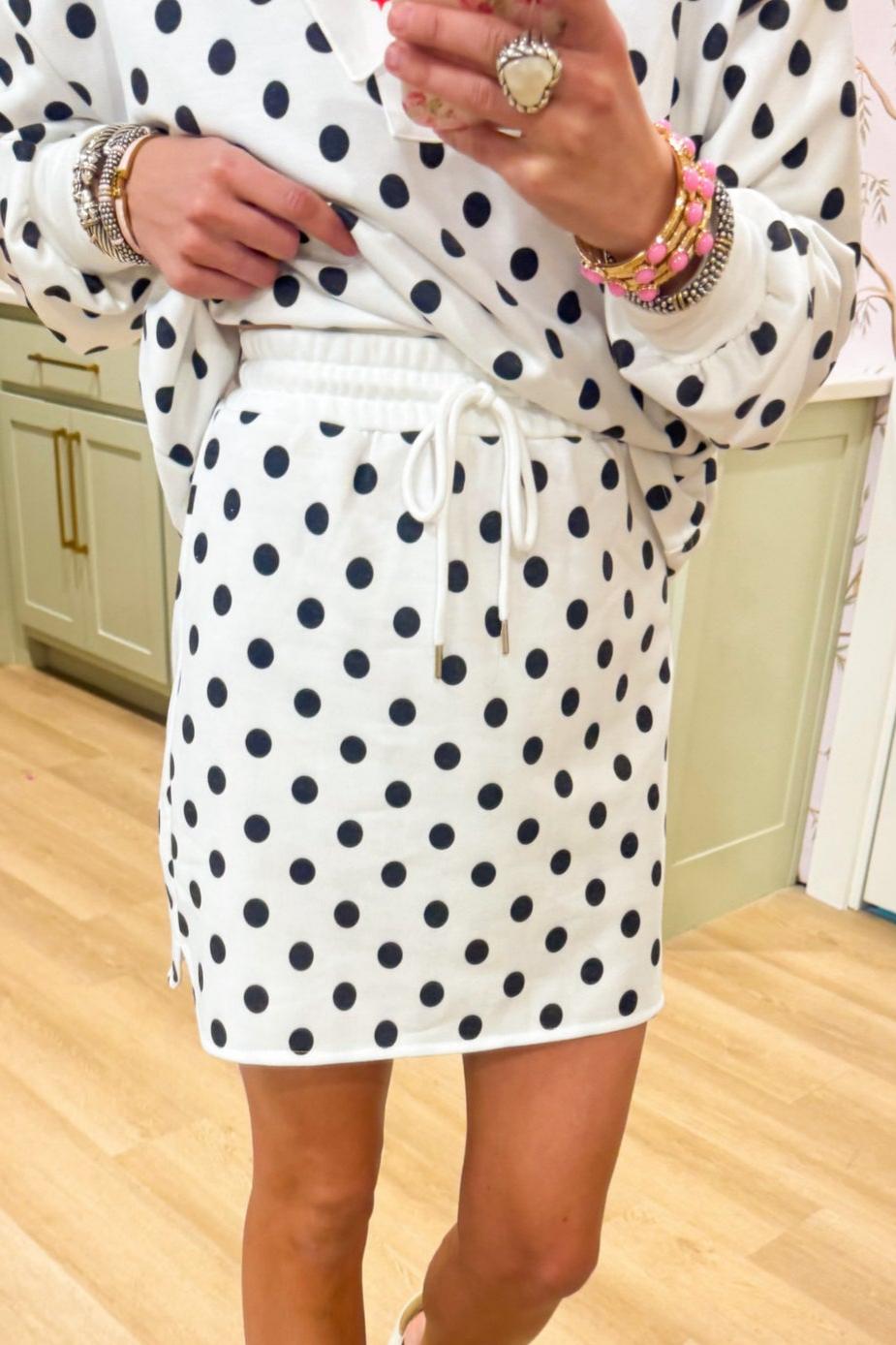 Ivory Polka Dot Collard Skirt Set