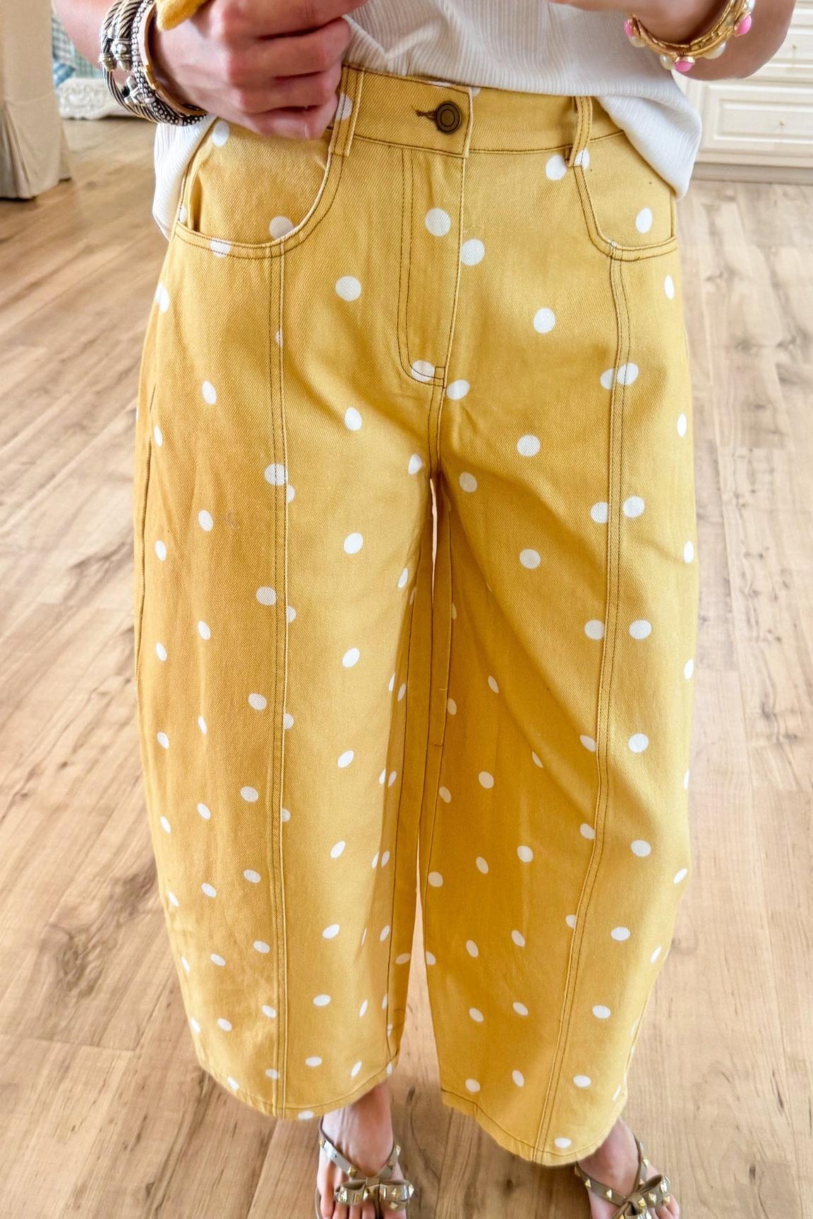 Yellow Polka Dot Barrel Jeans