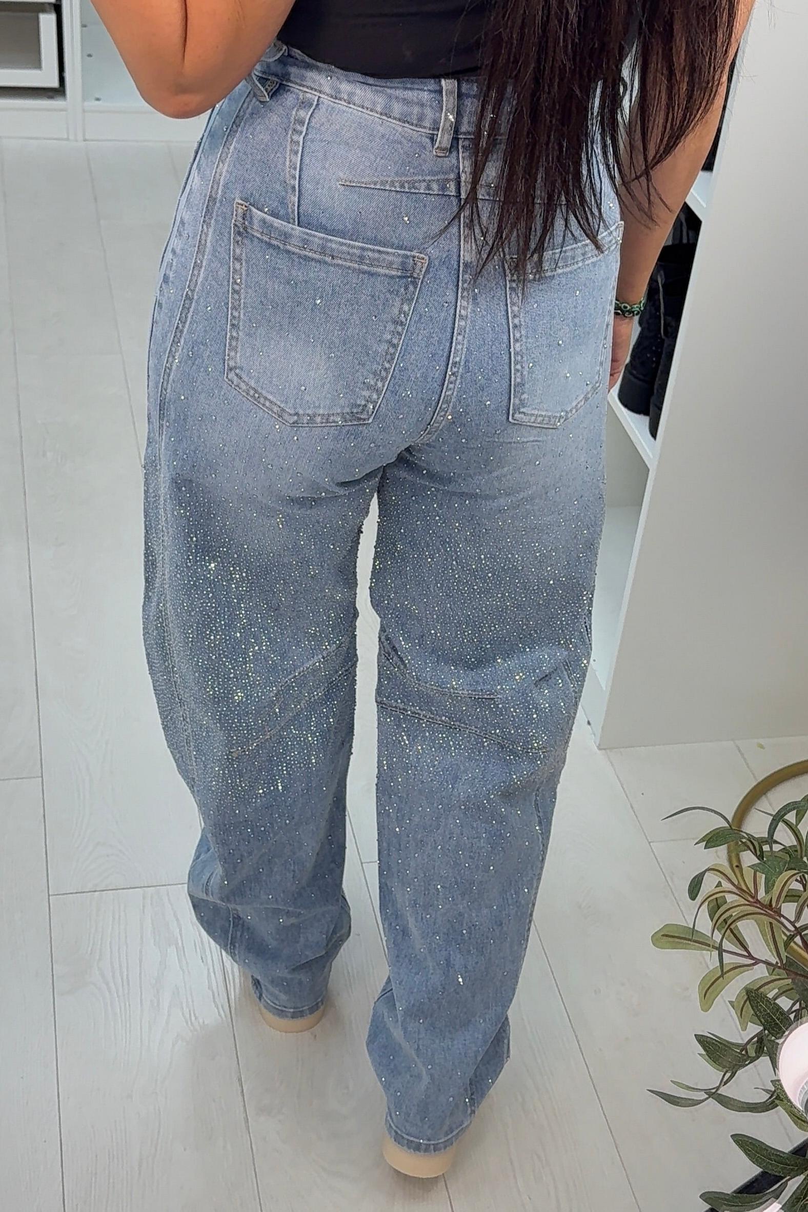 Barrel Leg Diamante Jeans