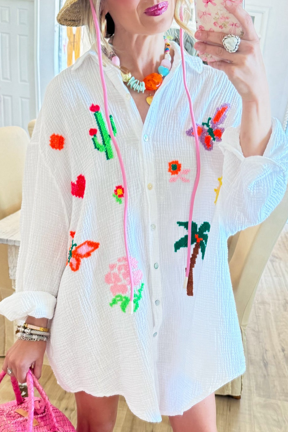 White Gauze Tropical Shirt