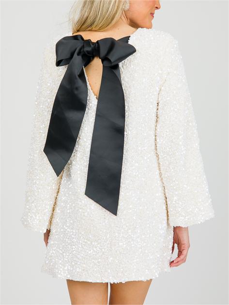 SEQUIN BOW BACK FROCK