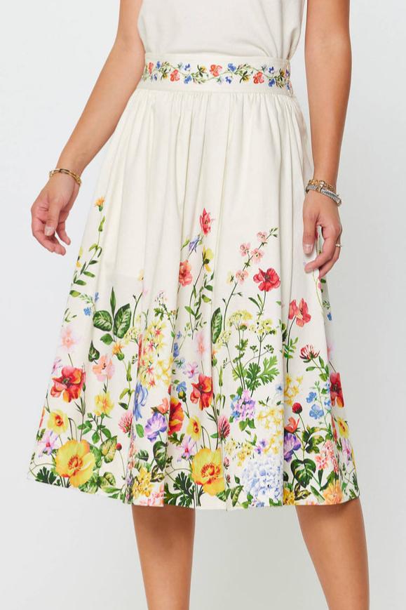 Floral Printed A-Line Midi Skirt