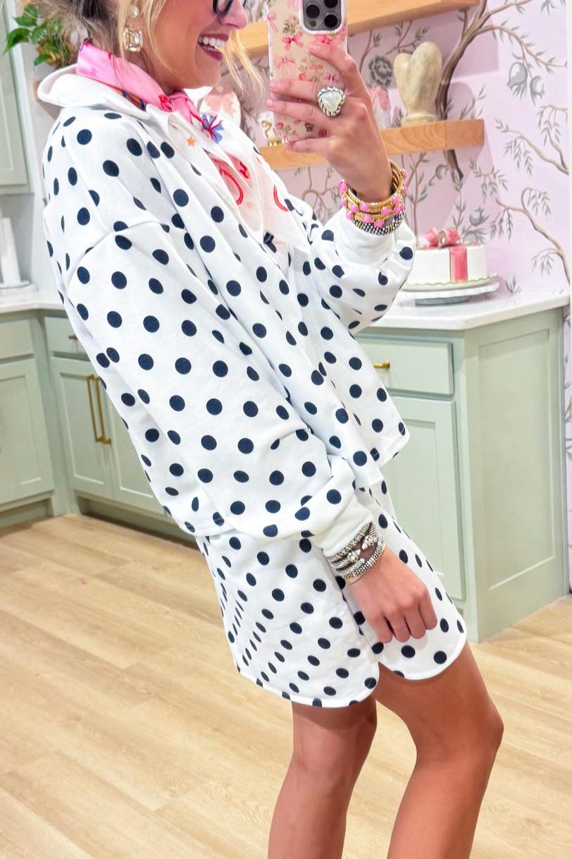 Ivory Polka Dot Collard Skirt Set