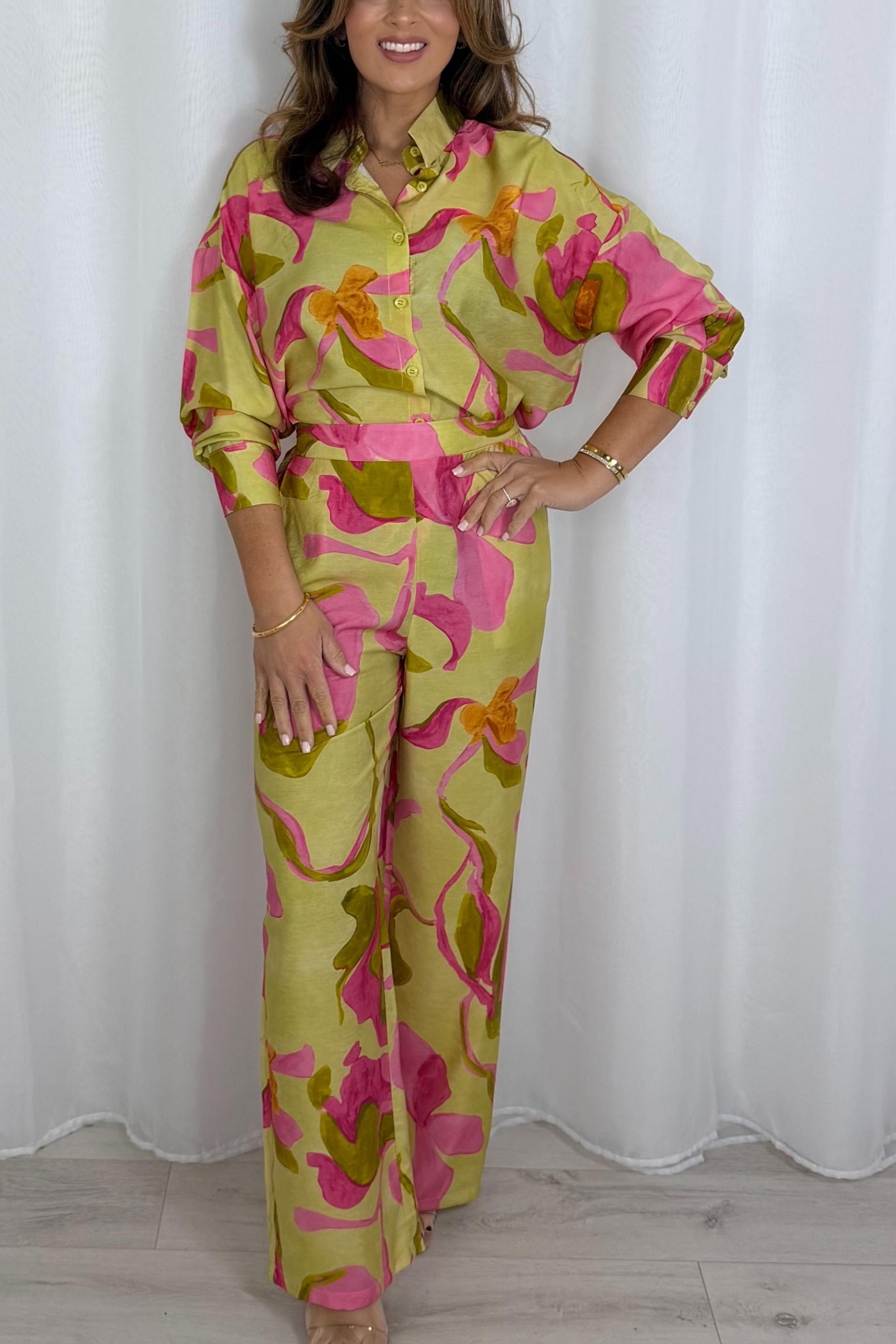 Long Sleeve Floral Shirt & Trouser Co-Ord