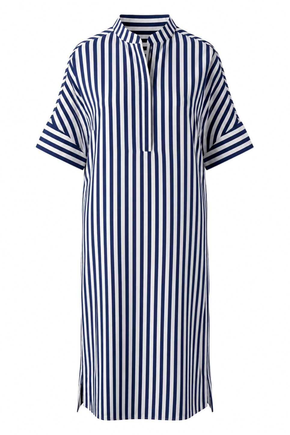 Stripe Mock Neck Shift Maxi Dress