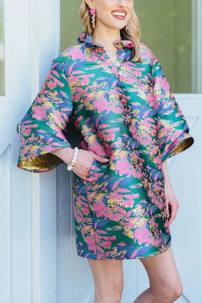 Ruffle neck luxury caftan