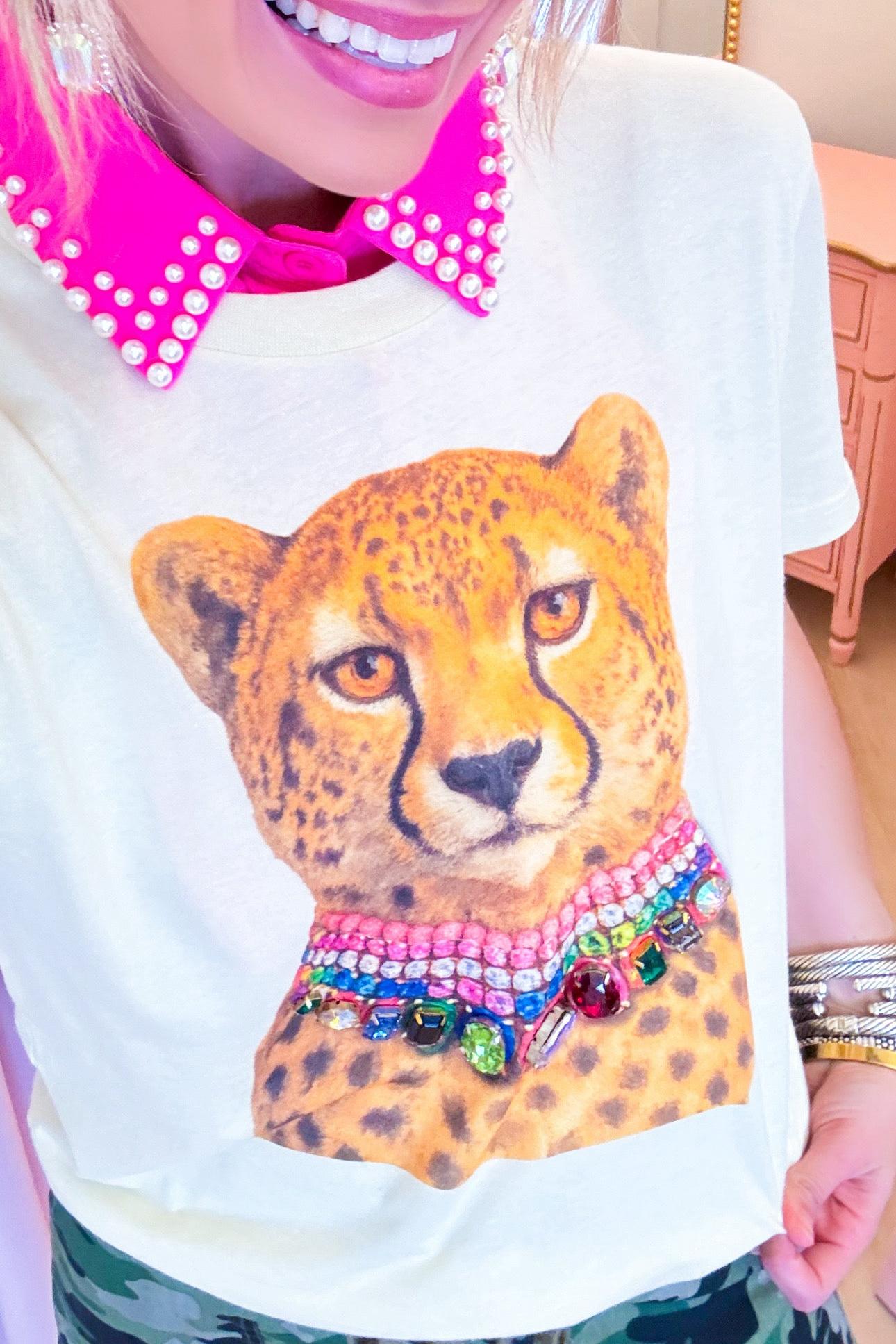Leopard Jeweled Collar Tee