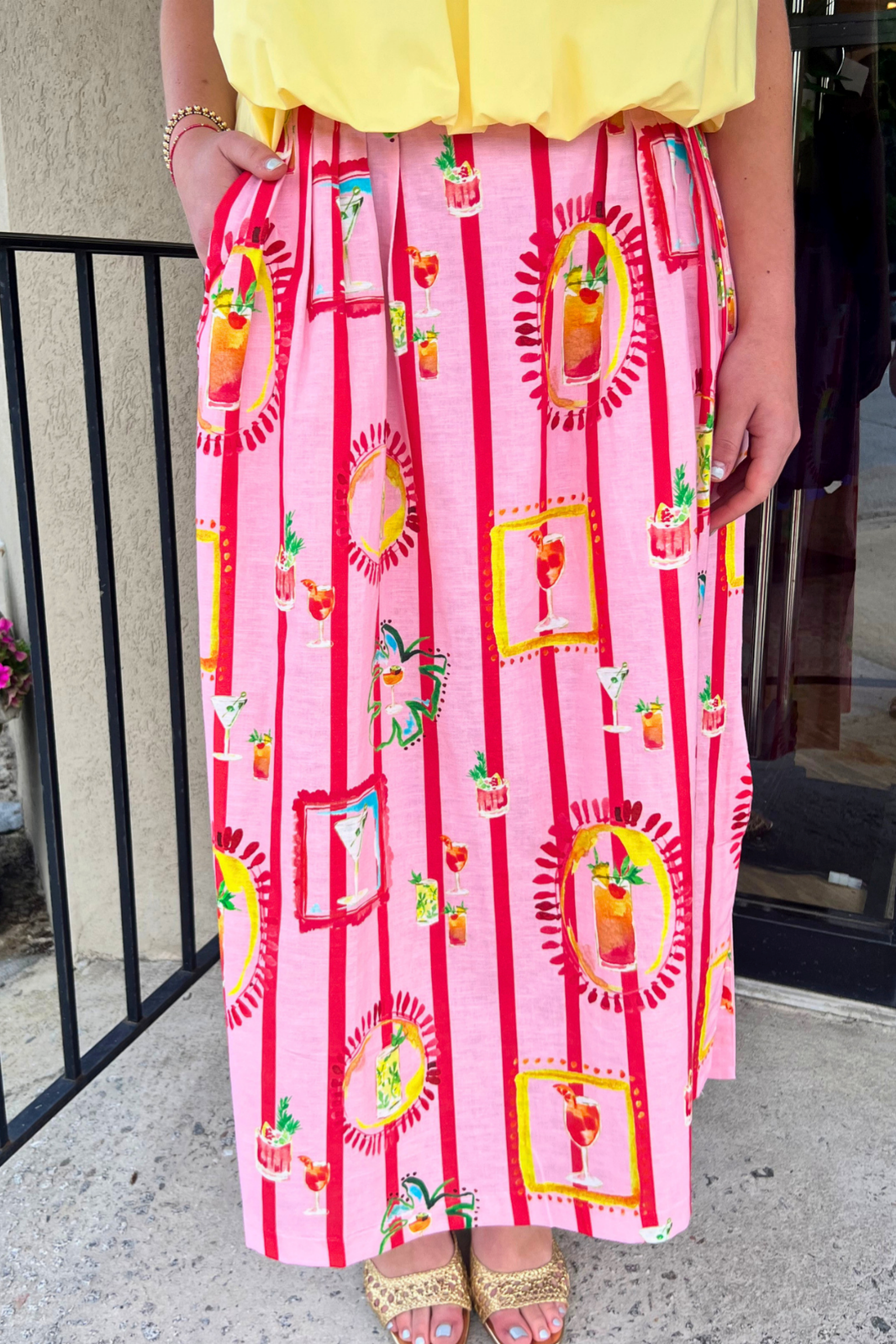 Cocktail Time Pleated Midi Skirt